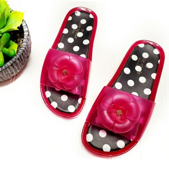 kate spade | Shoes | Kate Spade Pink Floral Jelly Slip On Slides | Poshmark
